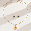 Vintage 201 Stainless Steel & Plastic Sun with Evil Eye Stud Earrings & Pendant Necklaces Set for Women EW9229-5