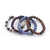 Natural Picasso/Sodalite/Dragon Veins Agate/Zebra Jasper Stretch Bracelets Sets BJEW-MSMC002-33-1