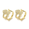 Rack Plating Brass Micro Pave Clear Cubic Zirconia 2-Strand Double Heart Cuff Earrings for Women EJEW-P280-23G-1