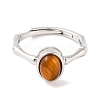 Oval Natural Tiger Eye Adjustable Rings RJEW-Q817-04P-13-2