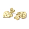 Rack Plating Brass Textured Heart Dangle Stud Earring EJEW-H099-04G-2