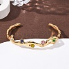 304 Stainless Steel Rhinestone Cuff Bangles for Women BJEW-L610-23G-2