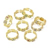 Brass Micro Pave Clear Cubic Zirconia Enamel Cuff Rings for Women RJEW-L113-028G-4