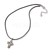 Natural Dalmatian Jasper Cross Pendant Necklaces NJEW-JN04624-04-4