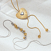 Duo Tone Adjustable 304 Stainless Steel Heart Lariat Necklaces for Women WGF51C2-01-2