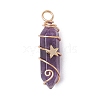 2Pcs 2 Styles Natural Amethyst Double Terminated Pointed Pendants PALLOY-JF03122-01-3