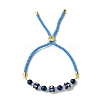 6mm Round Dyed Natural Lapis Lazuli Bead Slider Bracelets BJEW-MZ00062-03-1