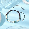 Chip Natural Quartz Crystal & Synthetic Turquoise Braided Beaded Bracelets BJEW-JB11018-2