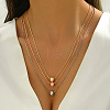 Chic European Style Brass & Iron Round Bead Snake Chain 3 Layer Necklaces for Parties and Shopping US2985-1