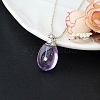 Medium Purple Glass Bottle with Iron Ball Chain Pendant Necklaces PW-WGF3857-12-1