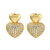 Heart Brass Pave Clear Cubic Zirconia Stud Earrings for Women EJEW-N054-44G-1