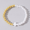 Summer Vacation Style Brass and Plastic Imitation Pearl Bead Bracelet for Women OF8500-7-1