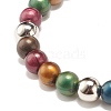 Imitation Tiger Eye Acrylic Round Beaded Stretch Bracelet with Feather Charm for Women BJEW-JB07568-5