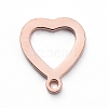 PVD Vacuum Plating 304 Stainless Steel Open Heart Charms STAS-G215-14RG-1