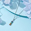 Natural & Synthetic Mixed Gemstone Disc Pendant Necklaces NJEW-JN04623-01-2