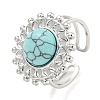 304 Stainless Steel Synthetic Turquoise Cuff Rings G-Z056-08P-04-1