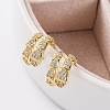 Rack Plating Brass Micro Pave Clear Cubic Zirconia Cuff Earrings EJEW-H147-12G-2