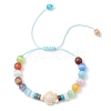 Cat Eye Beads & Synthetic Turquoise & Coconut Beads & Natural Freshwater Beads Braided Bead Bracelets BJEW-JB11330-2