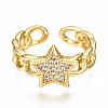 Brass Micro Pave Clear Cubic Zirconia Cuff Rings RJEW-N035-002-NF-3