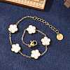 Flower Shell Link Chain Bracelets BJEW-K247-01G-06-4