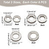 WADORN 18Pcs 3 Style Alloy Grommet Eyelet Findings FIND-WR0006-18P-2