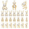 30Pcs 3 Style Rabbit & Bear Rack Plating Alloy Pendants FIND-PH0004-08-1