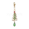 Christmas Tree Glass & Brass Pendant Decorations HJEW-JM02012-1