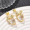 Brass Micro Pave Cubic Zirconia Stud Dangle Earrings for Women KK-CBA760A-05G-05-3
