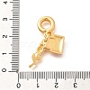 Brass Enamel Letter & Rose Flower European Dangle Charms KK-U048-05G-01-3