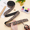 5 Yards Ethnic Style Polyester Jacquard Flower Ribbon OCOR-WH0090-042-3