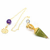 Natural Peridot Cone Pointed Dowsing Pendulums PW-WG1687A-01-1