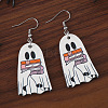 Ghost with Book Wood Dangle Earrings FS-WG49A46-01-2