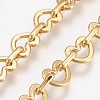 Brass Heart Link Chain Necklaces NJEW-O101-01G-1