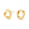 Rack Plating Brass Hollow Out Round Knot Stud Earrings for Women EJEW-F308-03G-1