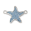 Brass Micro Pave Deep Sky Blue Cubic Zirconia Connector Charms KK-C086-14P-02-1