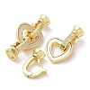 Rack Plating Brass Micro Pave Clear Cubic Zirconia Fold Over Heart Clasps KK-F858-11G-3