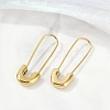 304 Stainless Steel Safety Pin Charm Huggie Hoop Earrings for Women EJEW-C096-41G-1