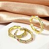 Brass Micro Pave Clear Cubic Zirconia Enamel Cuff Rings for Women RJEW-L113-022G-3