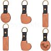  6Pcs 3 Colors Imitation Leather & Wood Keychain KEYC-NB0001-48-1