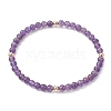 5Pcs 5 Style Natural Amethyst & Brass Beaded Stretch Bracelets Set for Women BJEW-JB09663-01-3