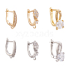 12Pcs 6 Style Brass Micro Pave Cubic Zirconia Hoop Earring Findings ZIRC-PJ0001-06-1