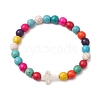 Synthetic Turquoise Beads Stretch Bracelets for Women Men BJEW-JB11466-3