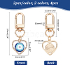 ARRICRAFT 4Pcs 2 Colors Heart with Evil Eye Alloy Resin Pendant Decorations KEYC-AR0001-20-2