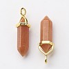 Natural Red Aventurine Double Terminated Pointed Pendants G-G902-B19-1