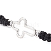 2Pcs 2 Colors Cross Alloy Connector Charms Braided Bracelets BJEW-JB11067-4