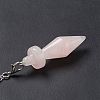 Natural Rose Quartz Pointed Dowsing Pendulums AJEW-B020-05P-07-5