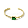 Green Glass Rectangle Open Cuff Bangle BJEW-I307-01G-1