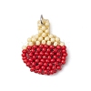 2Pcs 2 Styles Glass Seed Beaded Charms PALLOY-MZ00479-2