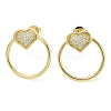 Brass Micro Pave Clear Cubic Zirconia Stud Earrings EJEW-C122-06G-4