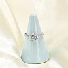 Rhodium Plated 925 Sterling Silver Moissanite Adjustable Rings for Women RJEW-U038-13P-02-1